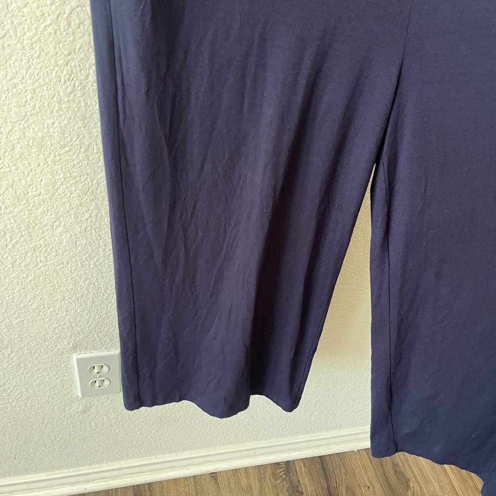 EILEEN FISHER Jumpsuit Size PM Blue Jersey Stretch Sleeveless Wide Leg Crop - Picture 5 of 6